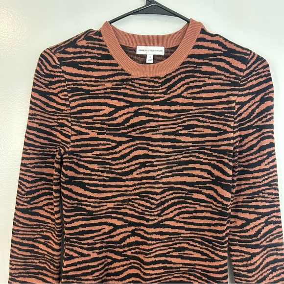 Express Negin Mirsalehi Anima Brown/Black Long Sleeve Sweater Midi Dress Small - Picture 3 of 12